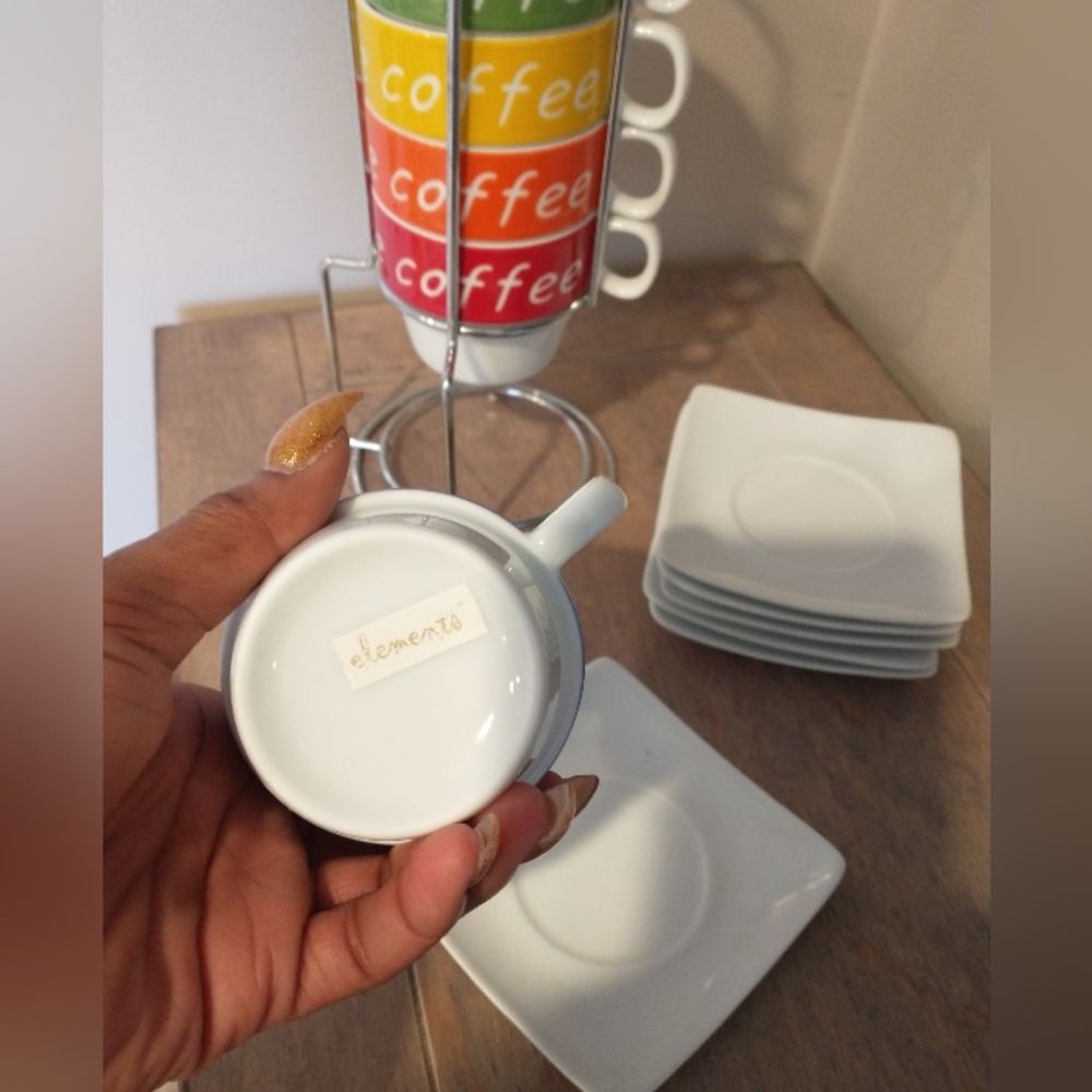 Six piece rainbow coffee espresso cup set - Picture 3 of 3